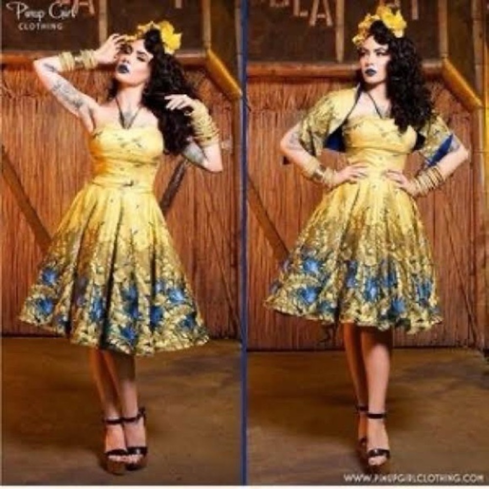 Pinupgirl clothing yellow tiki dress